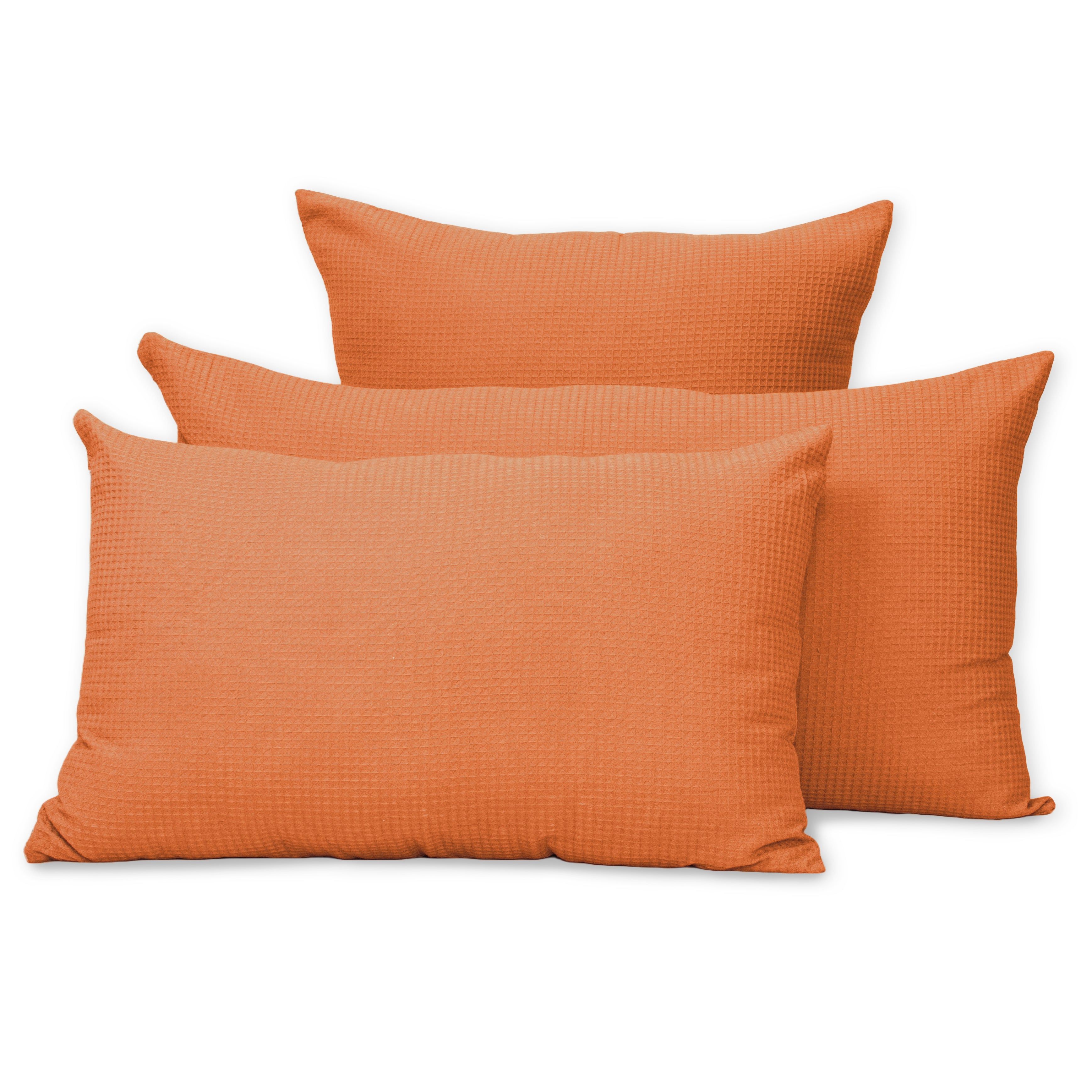 Premium Quality Handmade Orange Waffle Cotton Cushion Cover